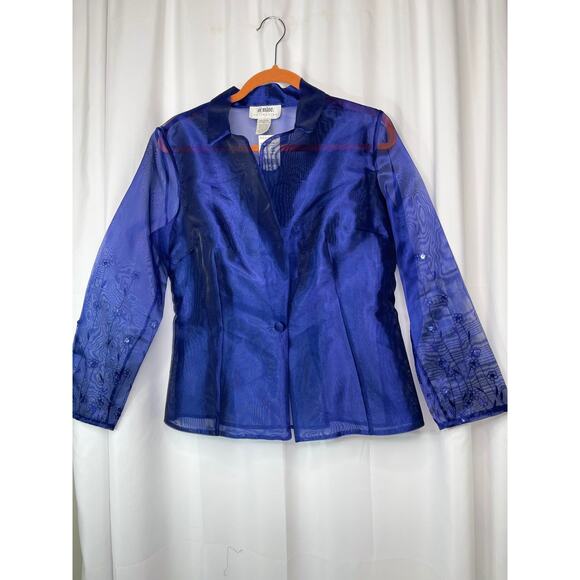 eNite Collection shirt blouse top women's 10 formal semi-formal blue purple - Picture 11 of 16